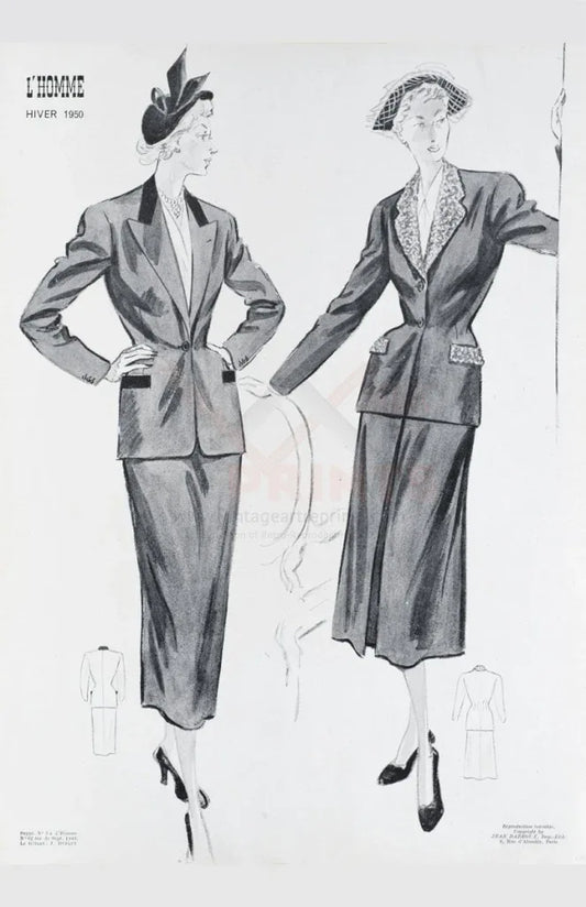 French Women's Fashion 1950's - VINTAGEARTREPRINTS.COM