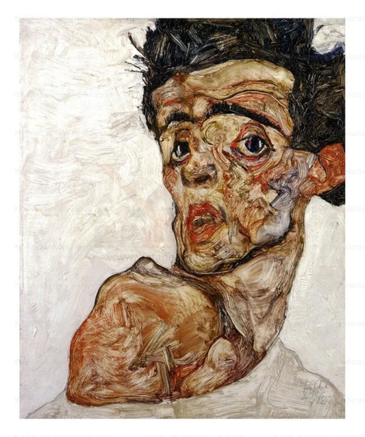 Self-portrait, Egon Schiele, 1914 - VINTAGEARTREPRINTS.COM