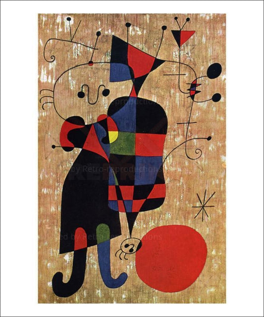 Jean Miro, Personnages et Chiens devant le soleil - Vintage Art, canvas prints