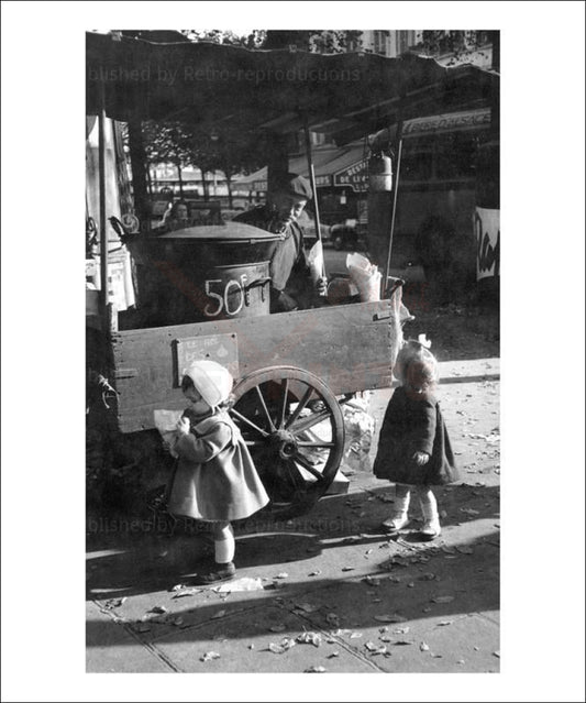 Chestnut Salesman circa 1940's, Paris, France, Photographic Print - Vintage Art, canvas prints