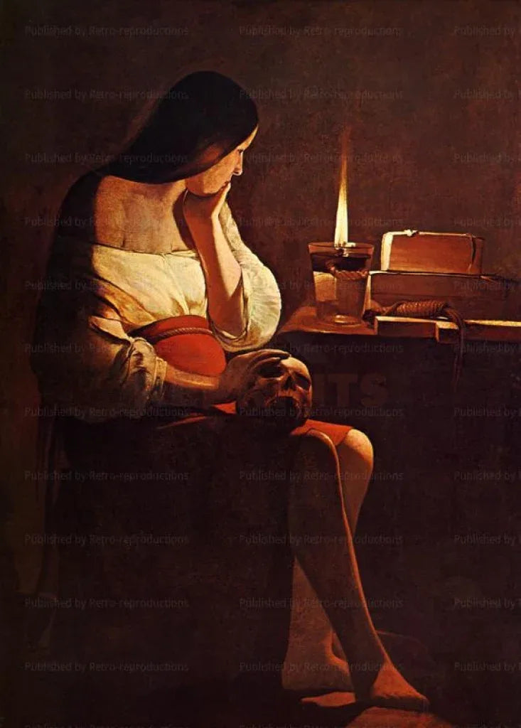 Mary Magdeline with the Smoking Flame, Georges de la Tour - VINTAGEARTREPRINTS.COM