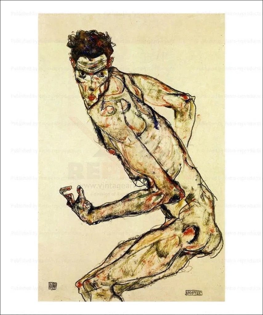 Le Combattant (Fighter), Egon Schiele - VINTAGEARTREPRINTS.COM