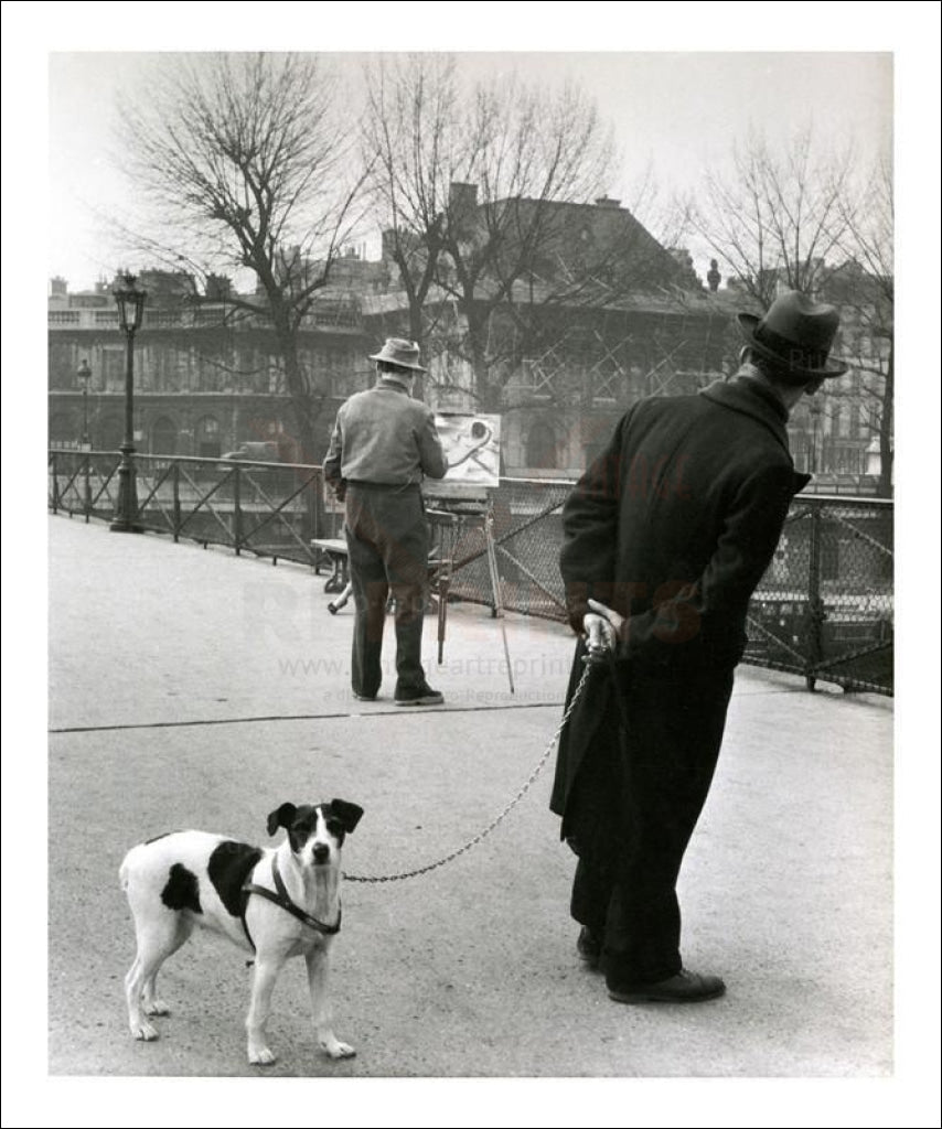 Man walking his dog Paris - Vintage Art, canvas prints
