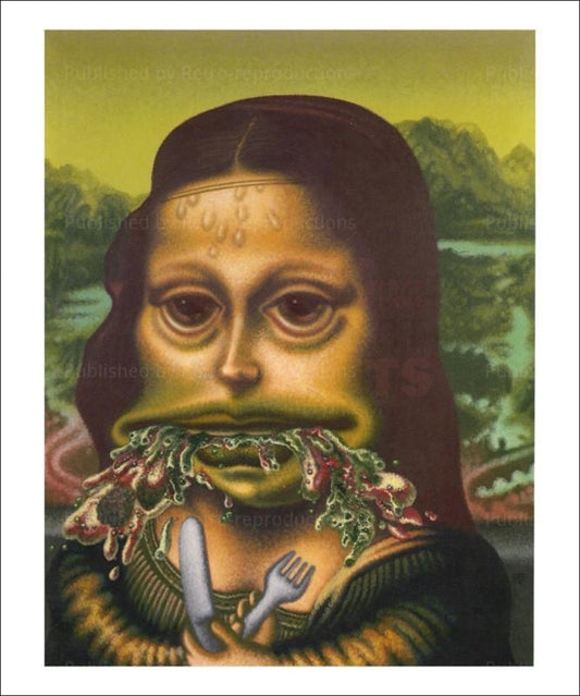 Mona Lisa Throws up, art print - Vintage Art, canvas prints