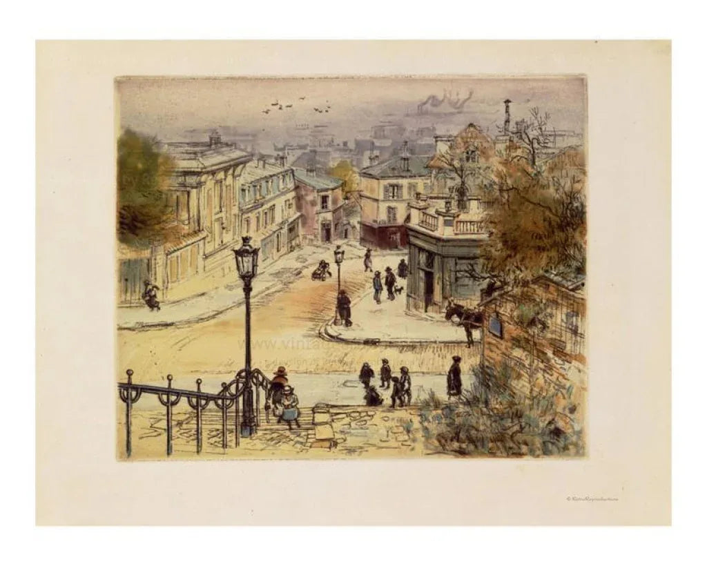 Montmartre Paris France, Original print - VINTAGEARTREPRINTS.COM