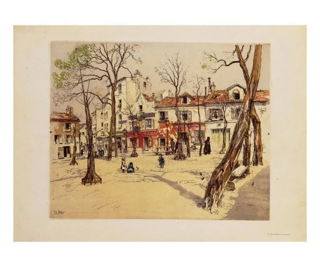 Montmartre Paris, Original print, - VINTAGEARTREPRINTS.COM