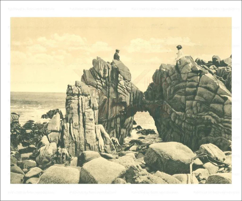 Natural Stone Arch 17 Mile Drive 1912 - VINTAGEARTREPRINTS.COM