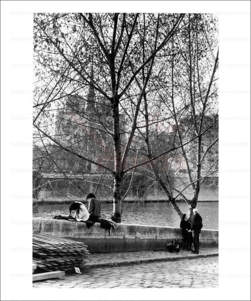 Paris, France Isle Saint-Louis, the Seine - VINTAGEARTREPRINTS.COM