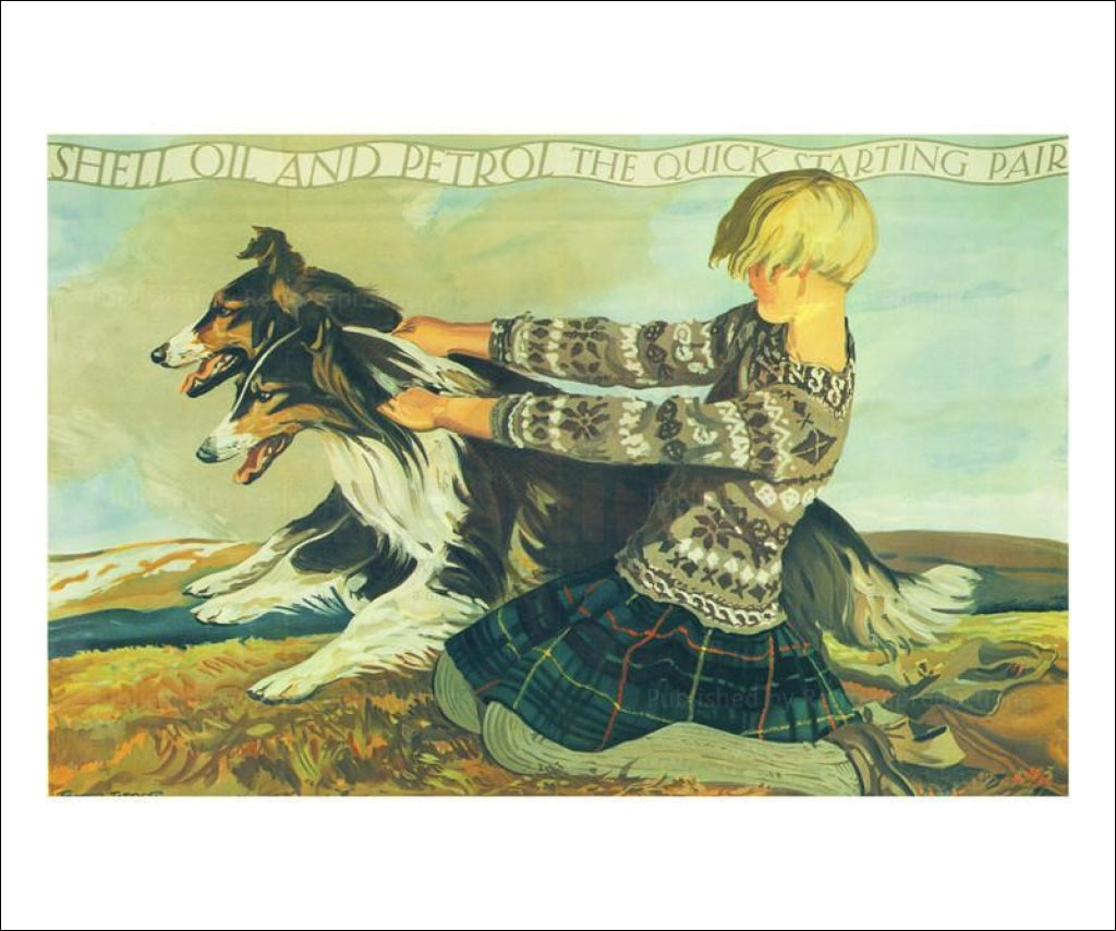 Quick Starting Collies 1930 - Vintage Art, canvas prints