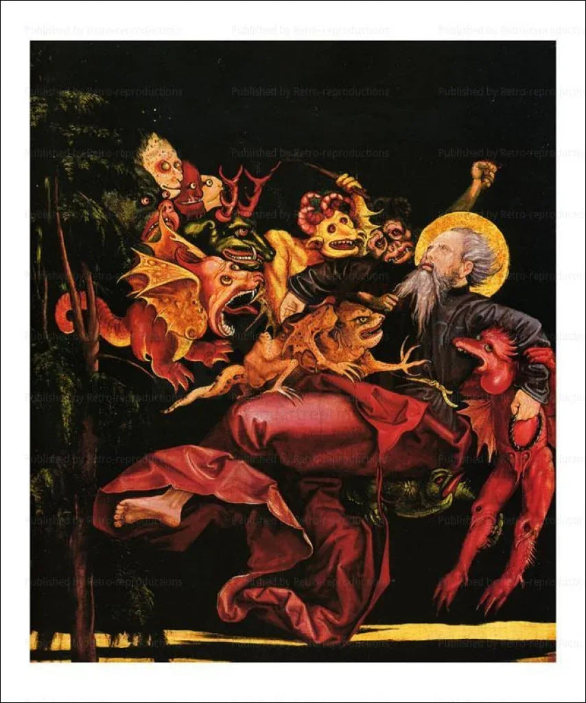 Martin Schongauer Saint-Antoine aggressed by the devils - VINTAGEARTREPRINTS.COM