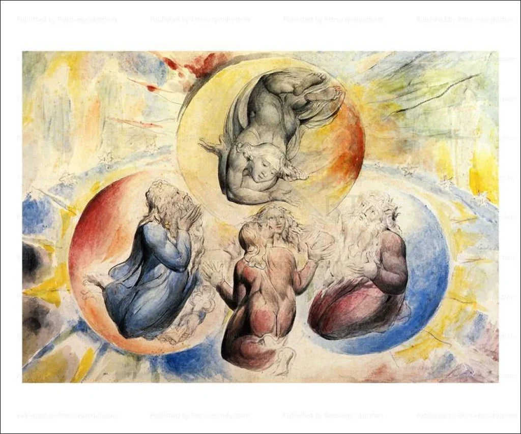 Saint Jean joins the other saints Dante et Beatrice, William Blake - VINTAGEARTREPRINTS.COM