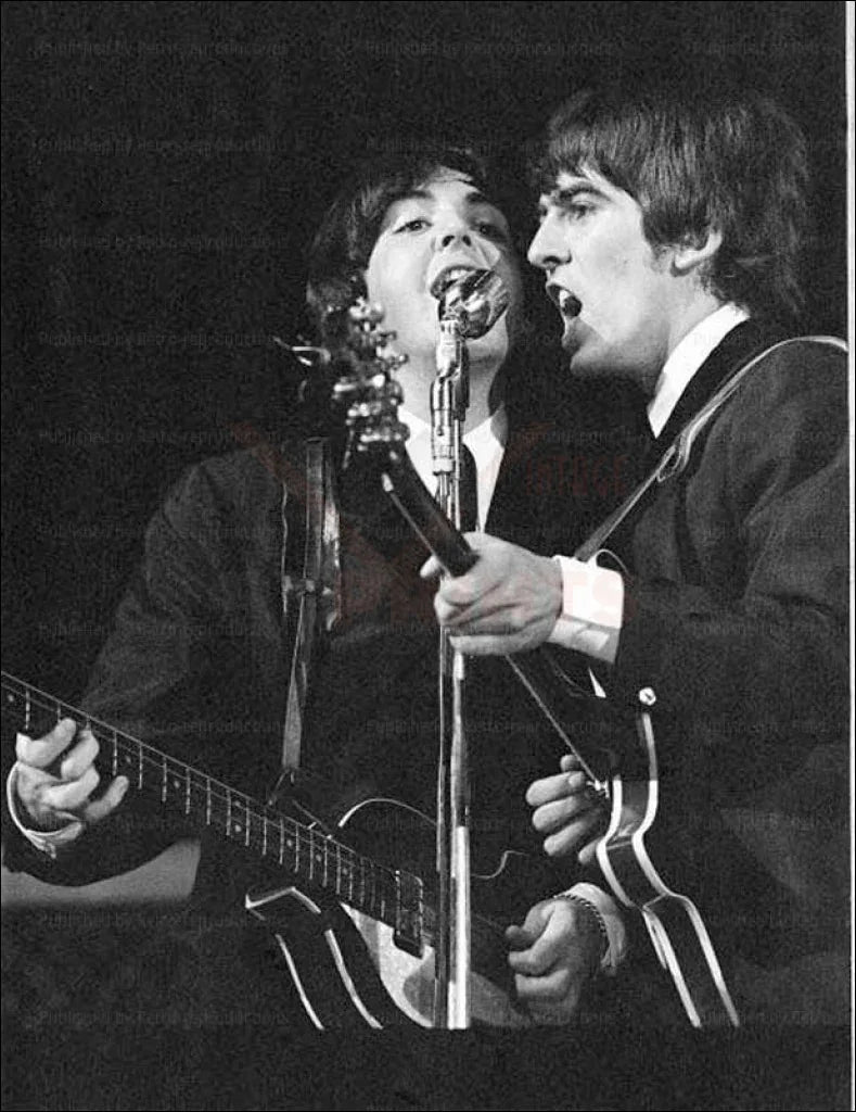 Paul McCartney and George Harrison in Concert - VINTAGEARTREPRINTS.COM