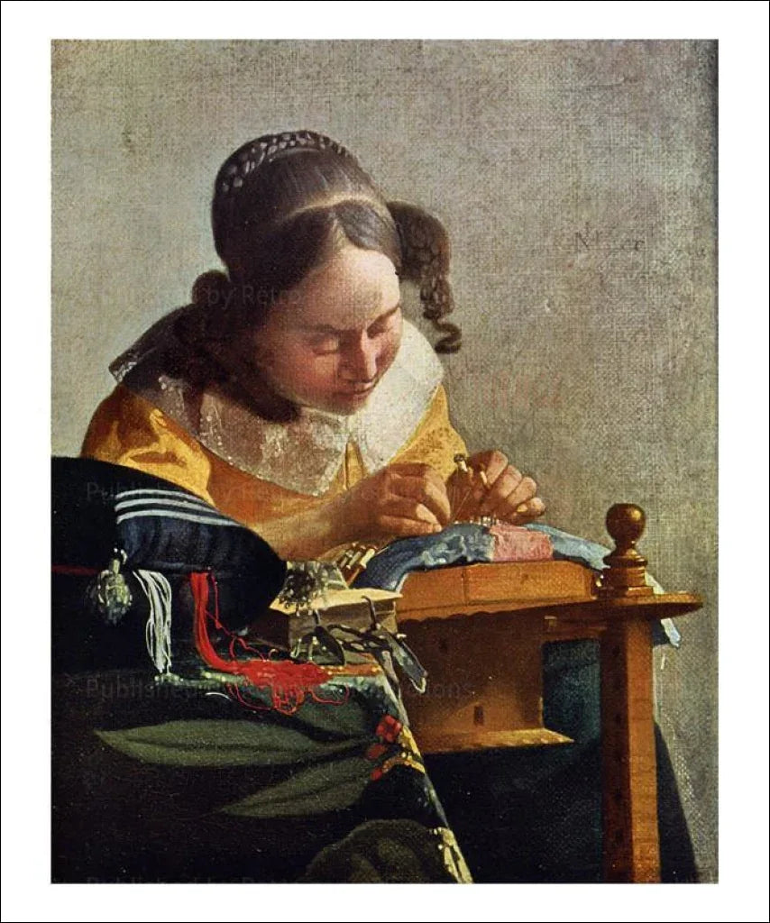 The Lacemaker - Jean Vermeer - VINTAGEARTREPRINTS.COM