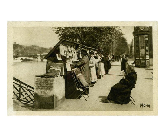 Vendors Quai de Seine Paris, vintage art photographic print reproduction - Vintage Art, canvas prints