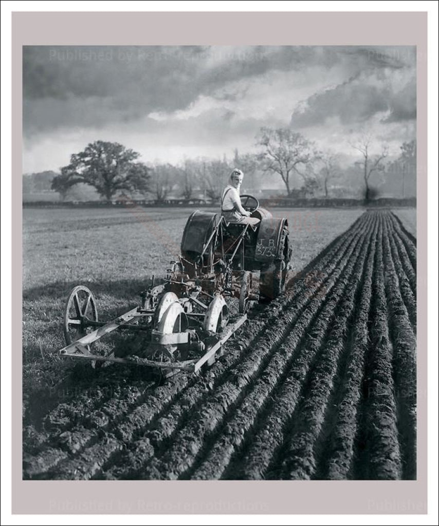 Vintage art canvas print, Vintage, art prints, photography, Women at War - On the Land 14, WWII - Vintage Art, canvas prints