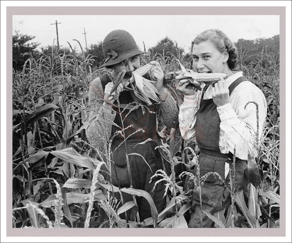 Vintage art print, Women at War - On the Land 3, WWII - Vintage Art, canvas prints