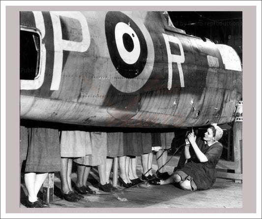 Vintage art prints, photography, Women at War - Women Learn To Build Planes, WWII - Vintage Art, canvas prints