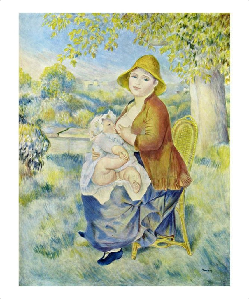 Vintage canvas print, young mom feeding baby - Vintage Art, canvas prints