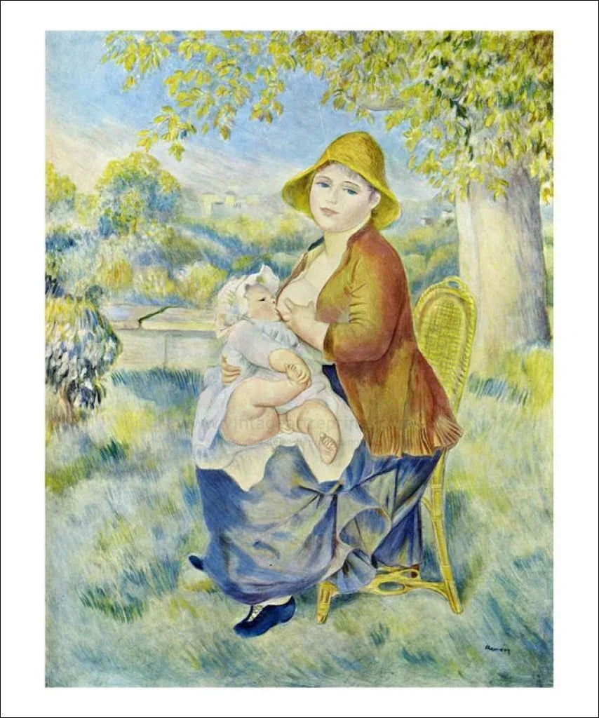 Young Mother Feeding Baby Pierre Auguste Renoir - VINTAGEARTREPRINTS.COM