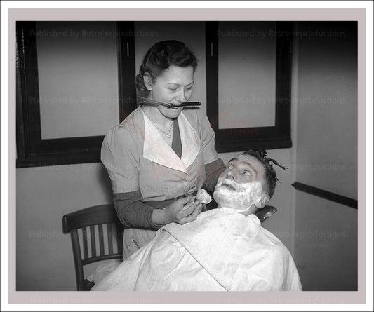 Women at War - Barbers 4, vintage art photo print reproduction, WWII - Vintage Art, canvas prints