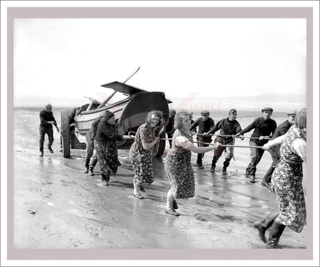Women at War - Fisherwomen 3, vintage art photo print reproduction, WWII - Vintage Art, canvas prints